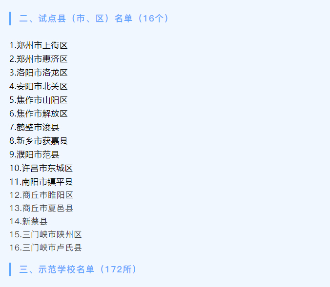 河南省（shěng）護眼教室（shì）燈光改造試驗區學校名單